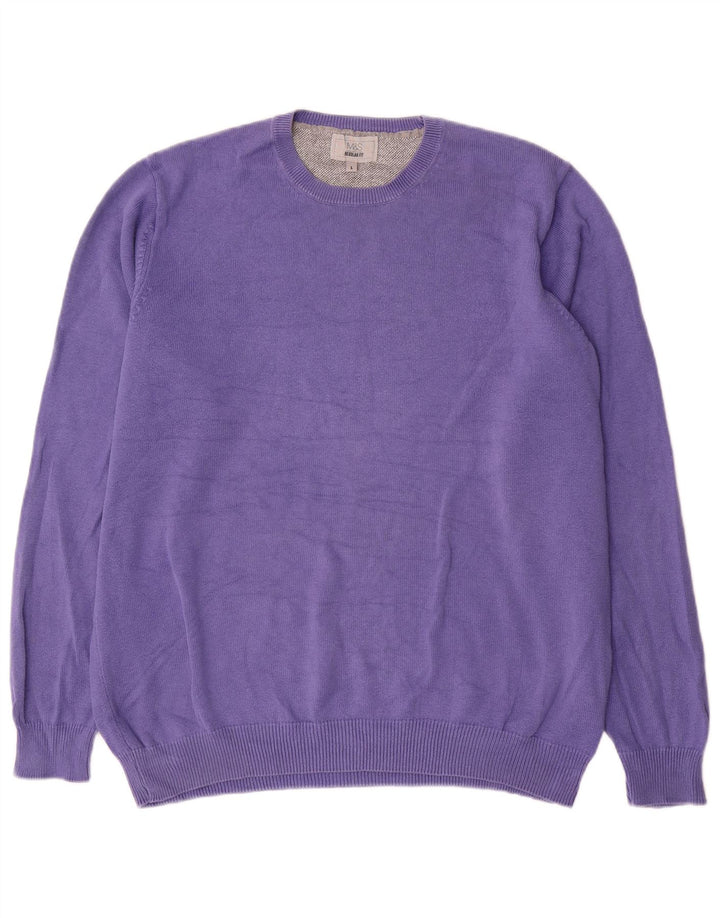 Marks & Spencer Mens Regular Fit Crew Neck Jumper Sweater Large Purple