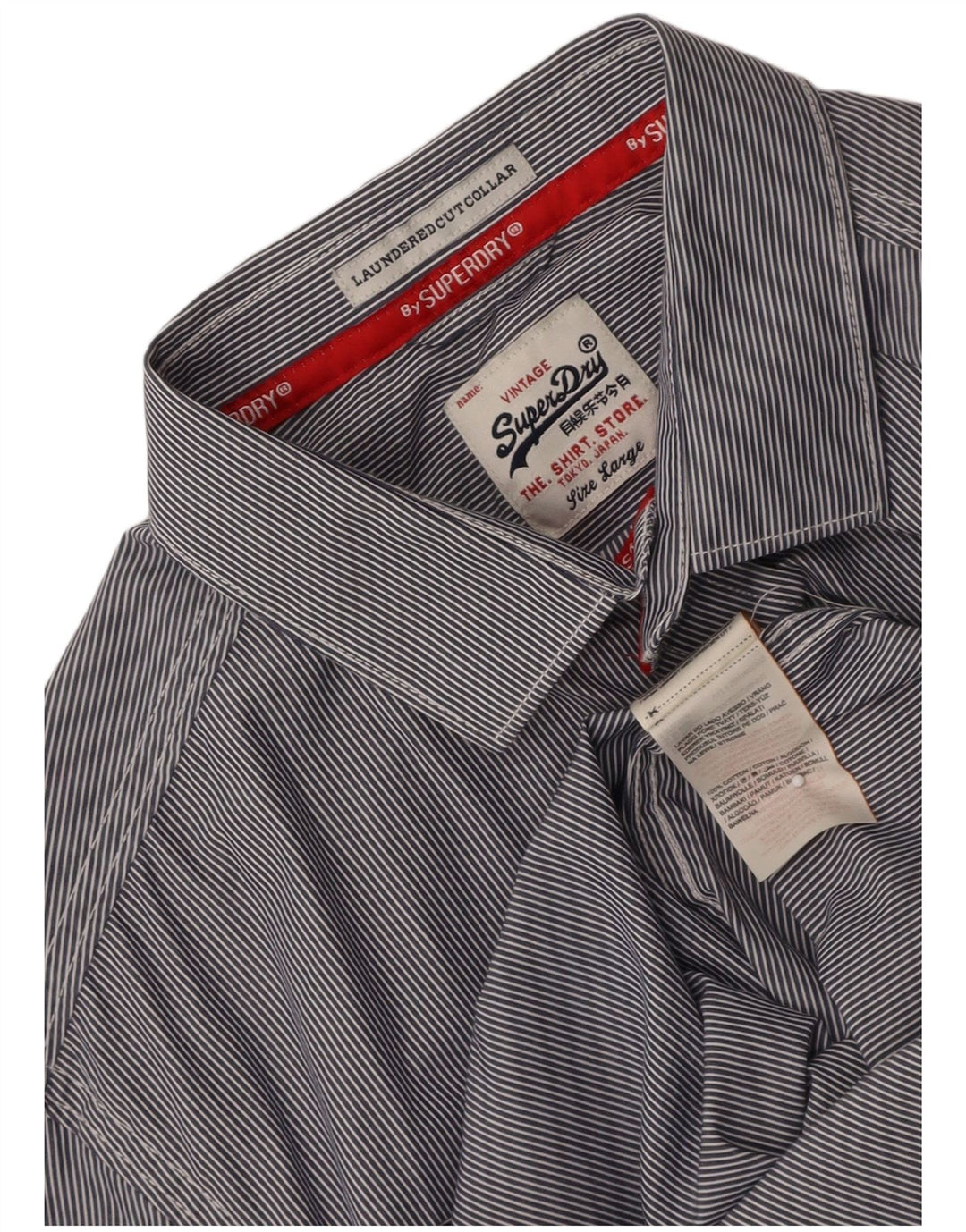 SUPERDRY Mens Shirt Large Blue Pinstripe Cotton