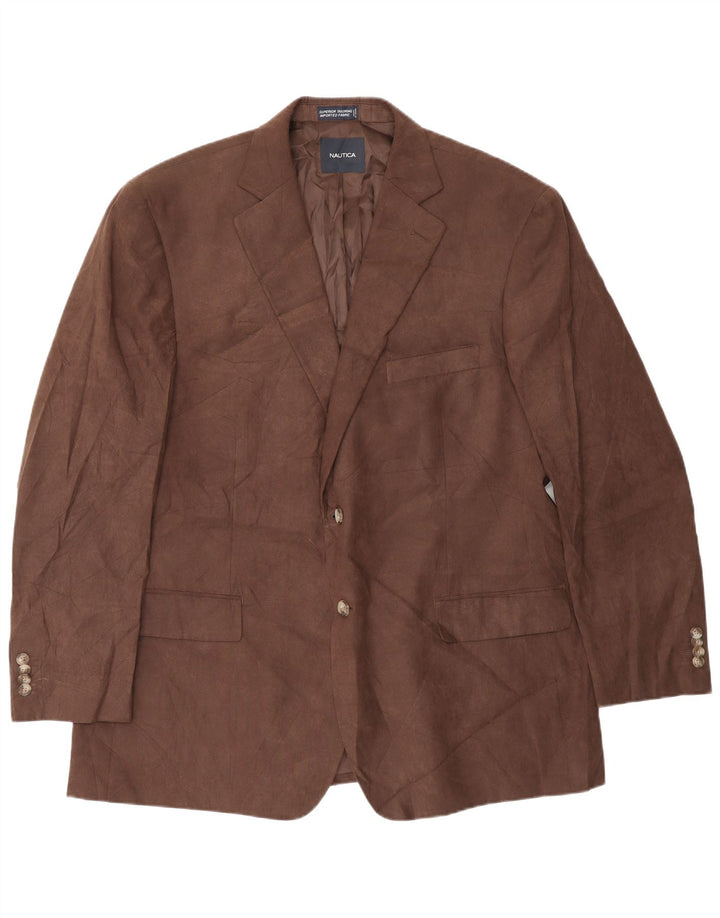 NAUTICA Mens 2 Button Blazer Jacket UK 42 XL Brown