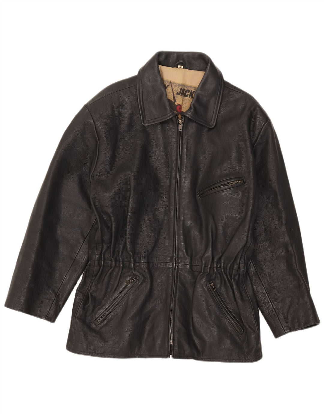 Fly Womens Leather Jacket UK 14 Medium Black Leather