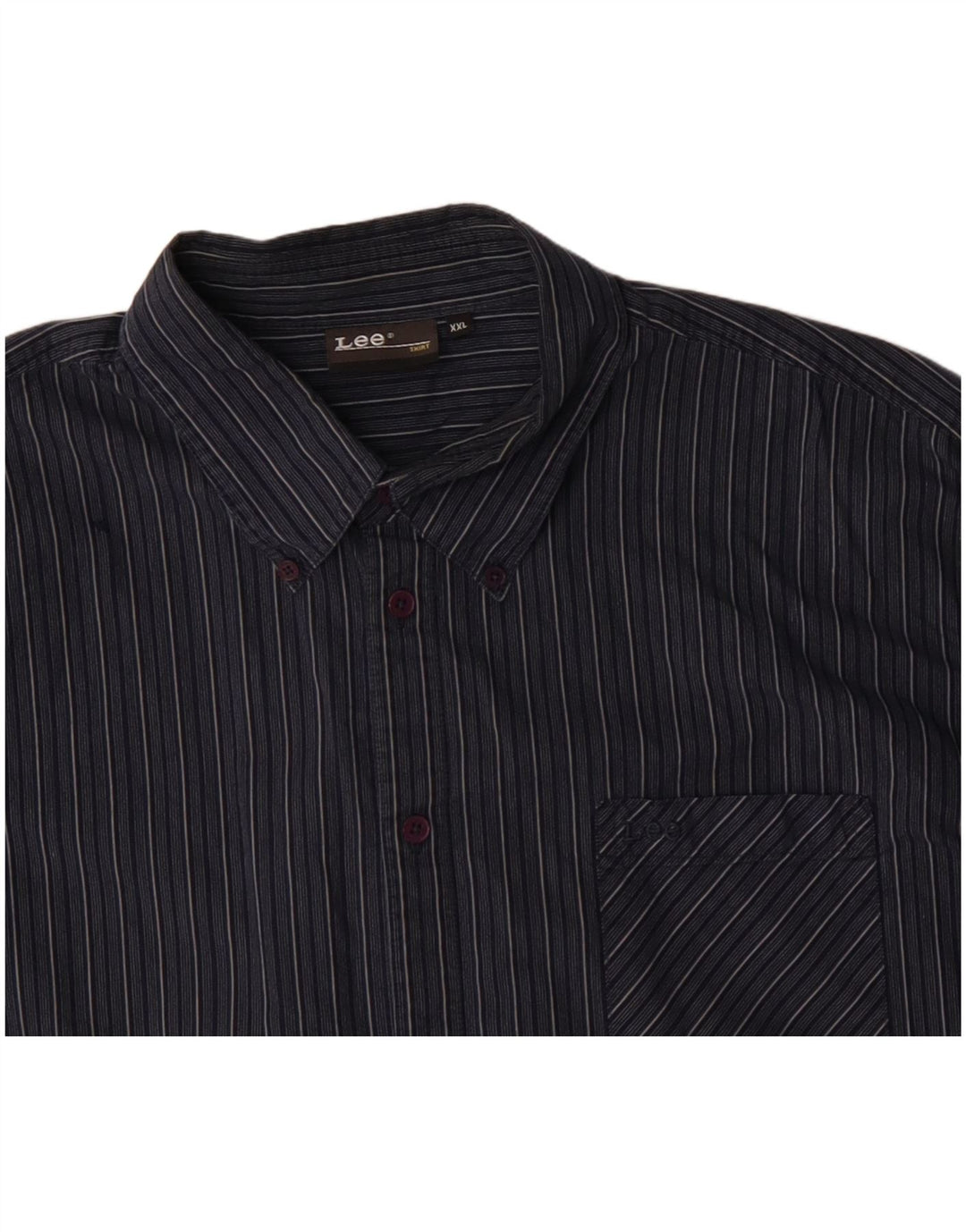 Lee Mens Shirt 2XL Navy Blue Striped Cotton