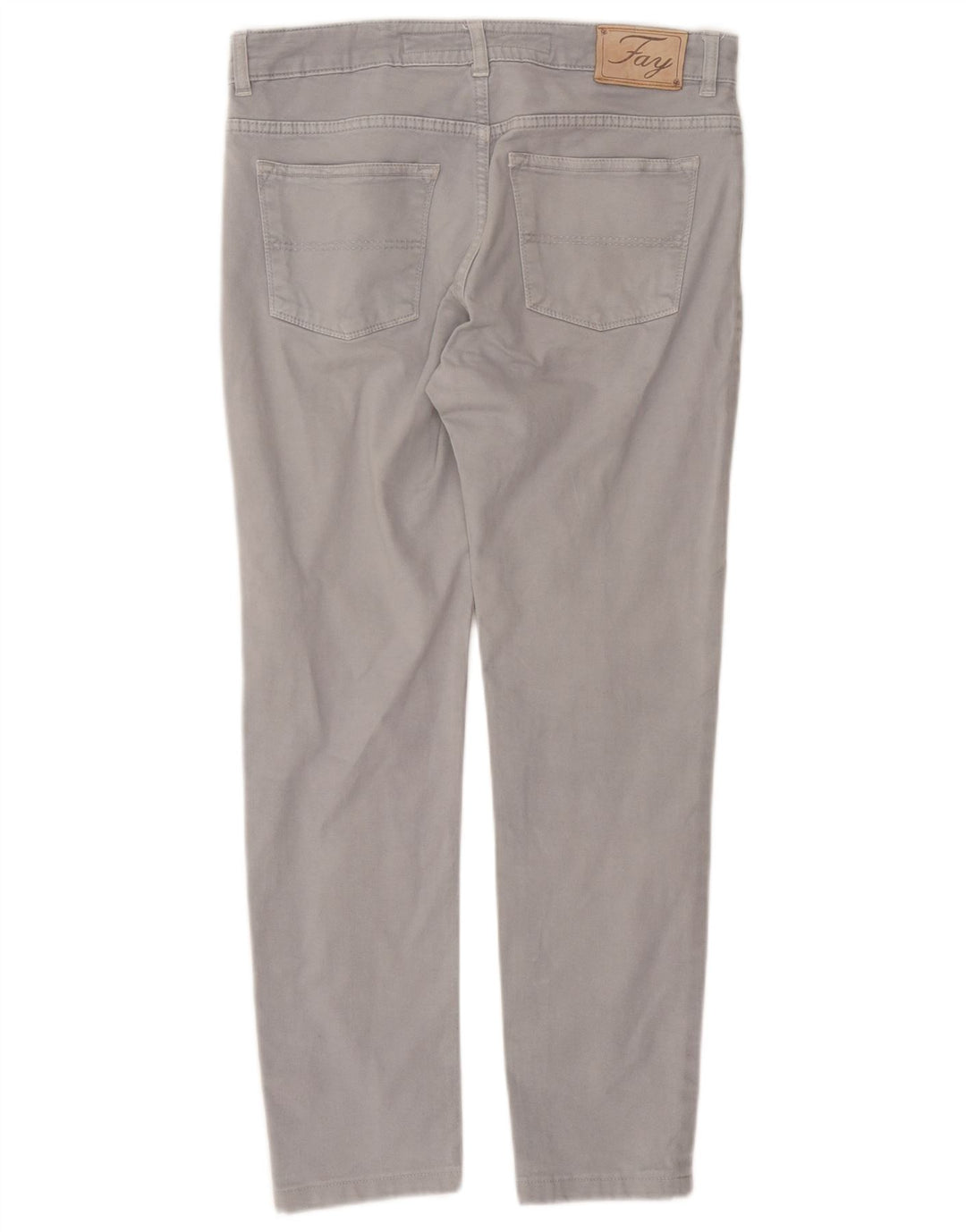 FAY Mens Slim Casual Trousers W32 L27 Grey Cotton