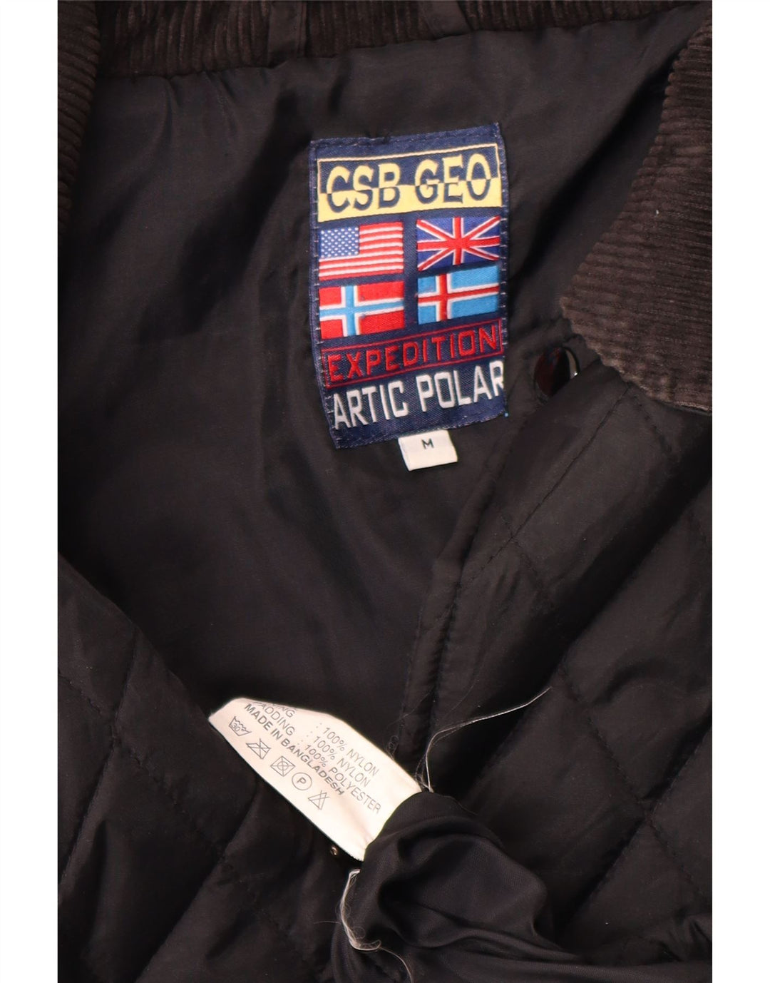 Vintage Mens Quilted Jacket UK 38 Medium Black Nylon