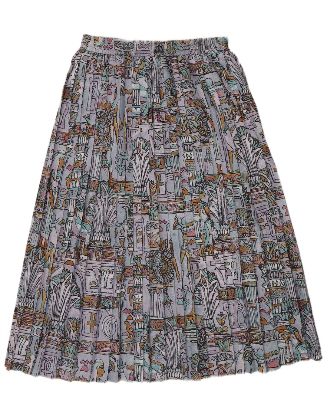 C&A Womens Pleated Skirt EU 40 Medium W30 Multicoloured Geometric