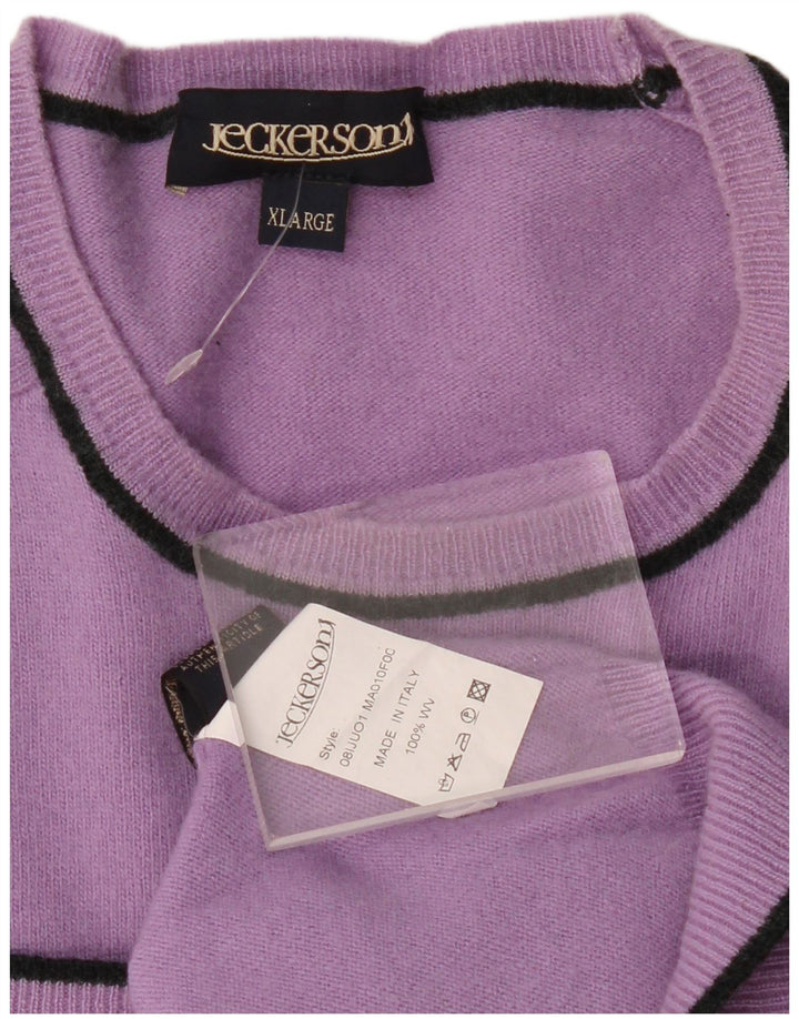 JECKERSON Womens Crew Neck Jumper Sweater UK 18 XL Purple Wool
