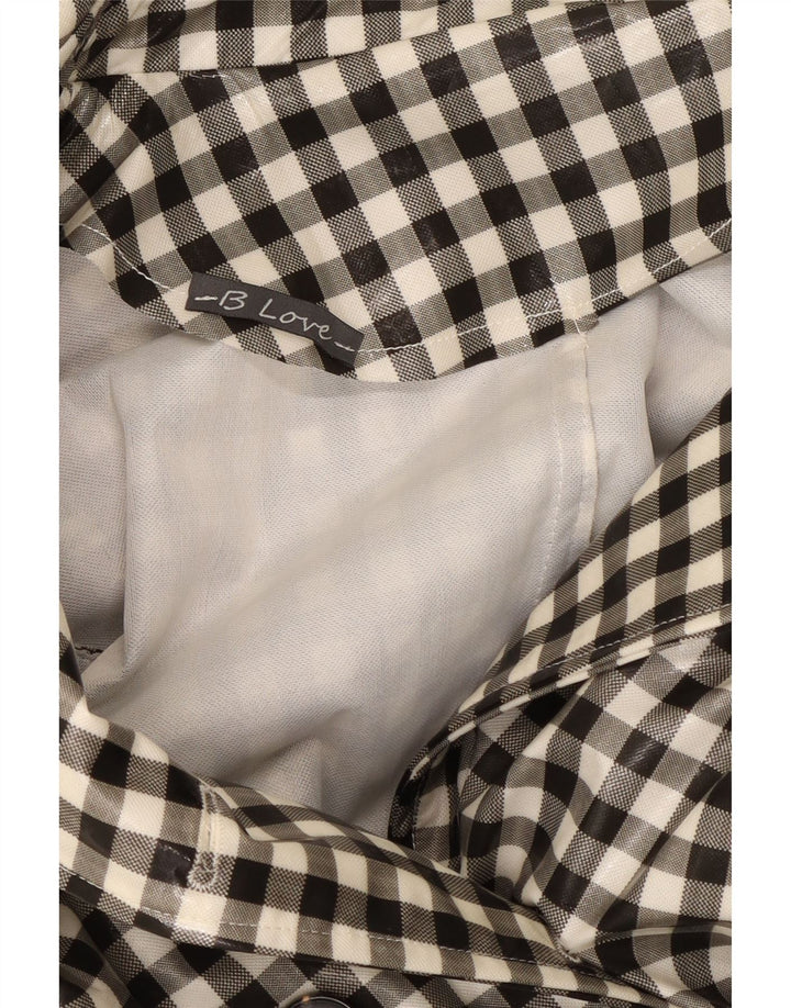 Vintage Womens Trench Coat UK 12 Medium Black Gingham