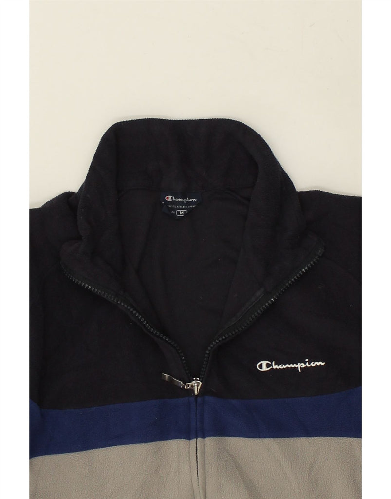 CHAMPION Mens Fleece Jacket UK 38  Medium Navy Blue Colourblock Polyester | Vintage Champion | Thrift | Second-Hand Champion | Used Clothing | Messina Hembry 