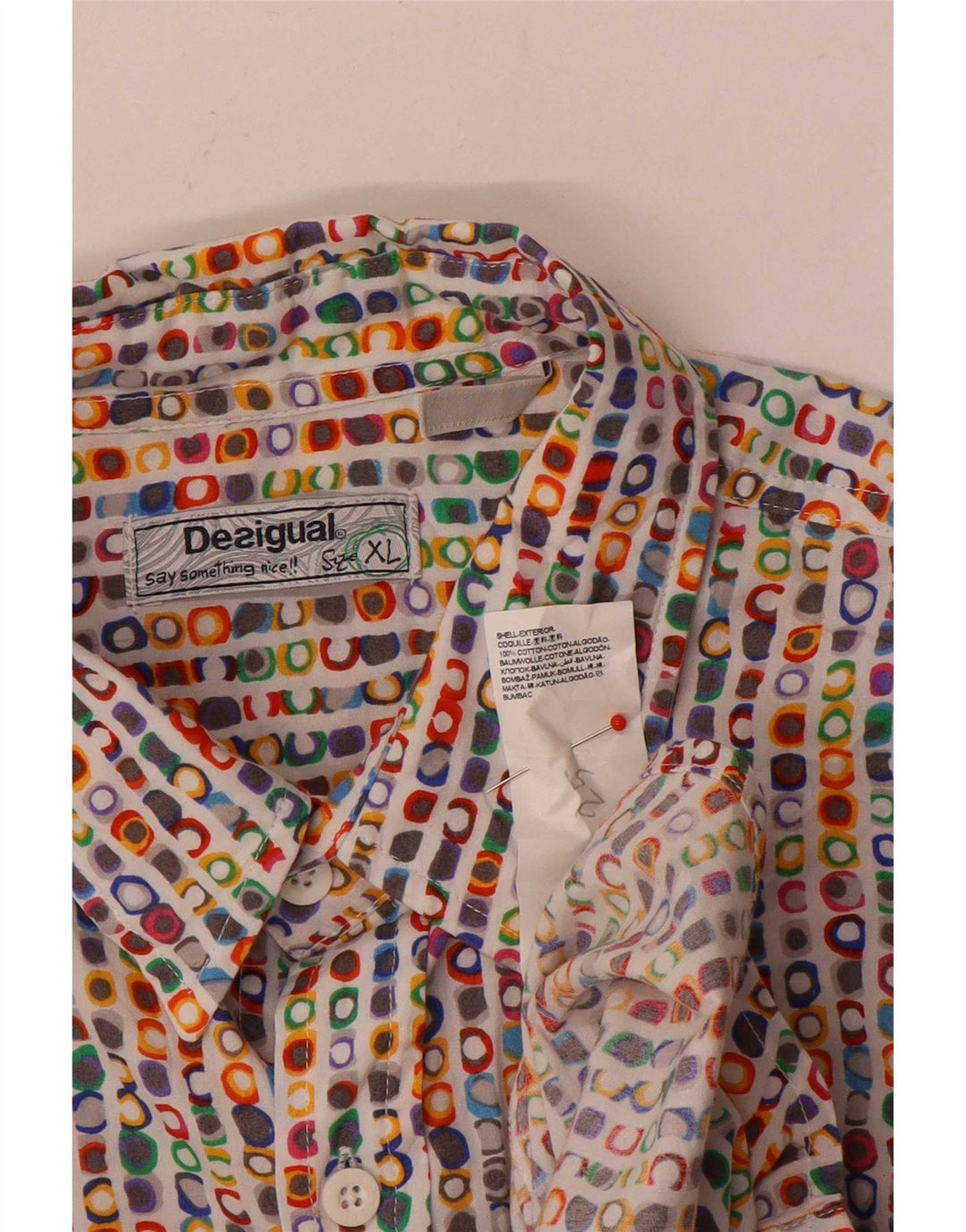 Desigual Mens Shirt XL Multicoloured Geometric Cotton