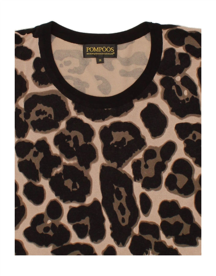 VINTAGE Womens Blouse Top EU 36 Small Beige Animal Print Viscose Vintage Vintage and Second-Hand Vintage from Messina Hembry 