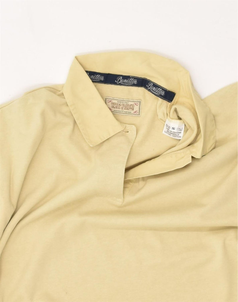 BENETTON Womens Oversized Polo Shirt UK 10 Small Yellow Cotton | Vintage Benetton | Thrift | Second-Hand Benetton | Used Clothing | Messina Hembry 