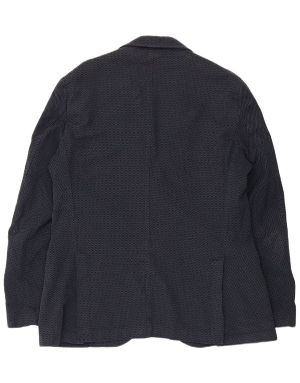 Massimo Dutti Mens 2 Button Blazer Jacket EU 52 Large Navy Blue Geometric