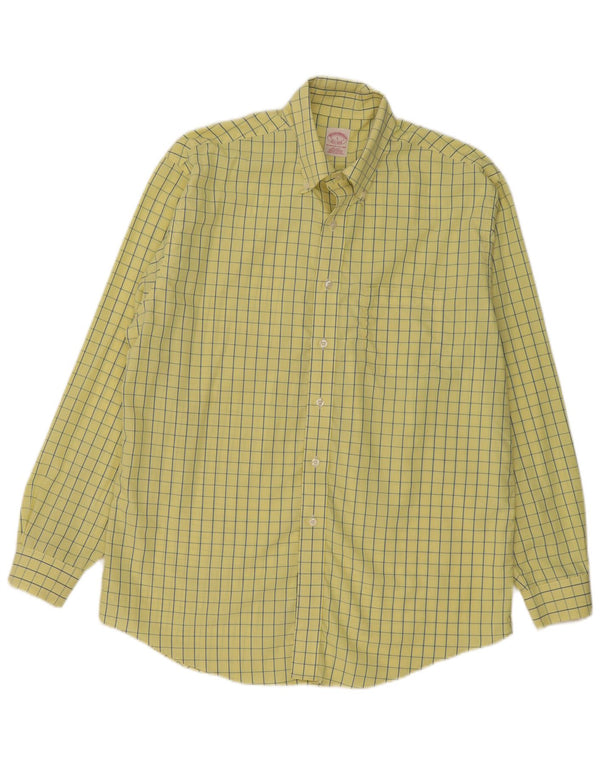 Brooks Brothers Mens Shirt Large Yellow Check Cotton