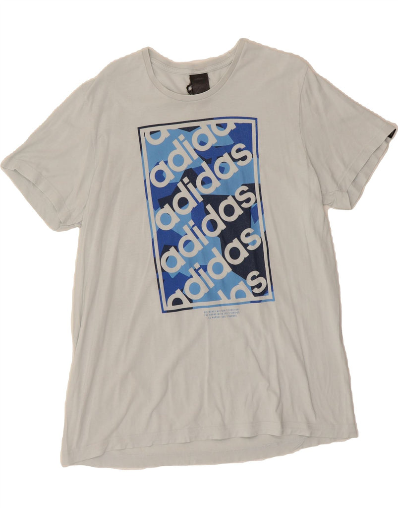 ADIDAS Mens Graphic T-Shirt Top Large White Cotton Vintage Adidas and Second-Hand Adidas from Messina Hembry 