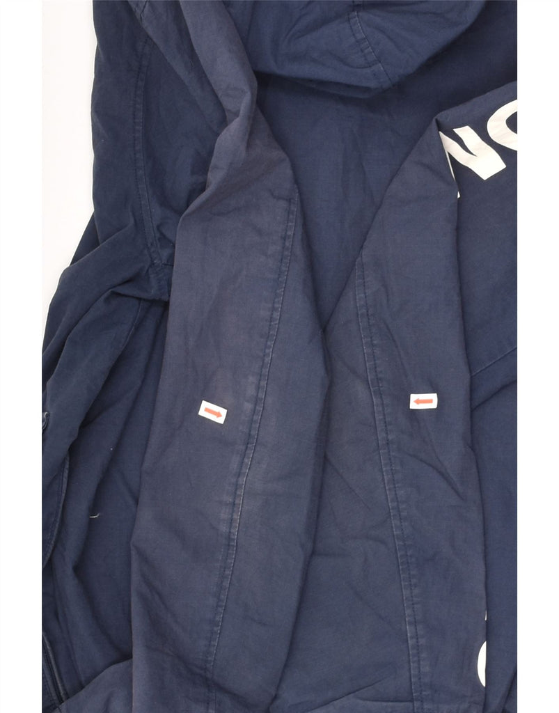 TOMMY HILFIGER Mens Graphic Hooded Anorak Jacket UK 36 Small Navy Blue | Vintage Tommy Hilfiger | Thrift | Second-Hand Tommy Hilfiger | Used Clothing | Messina Hembry 