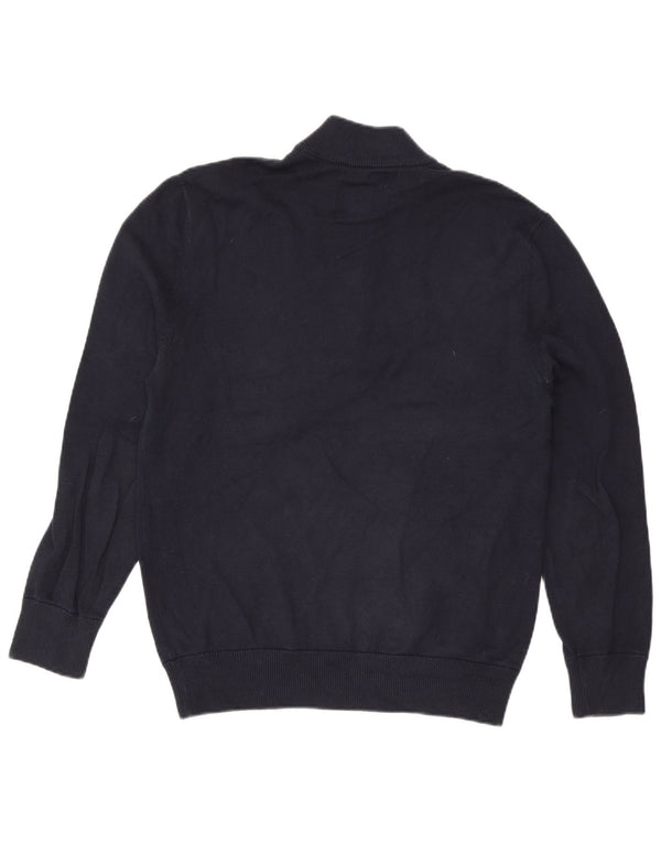 Jack Wills Mens Zip Neck Jumper Sweater Large Navy Blue Cotton