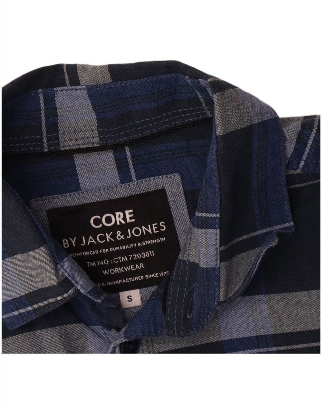 Jack & Jones Mens Shirt Small Navy Blue Check Cotton