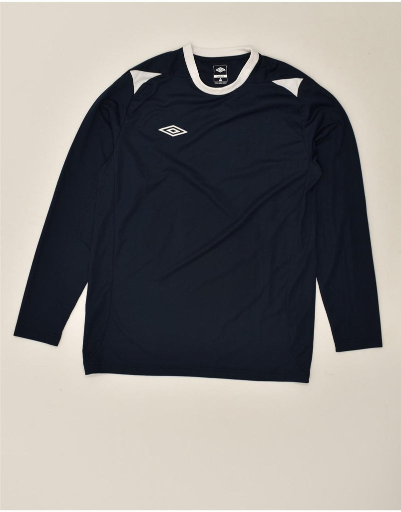 UMBRO Mens Top Long Sleeve Medium Navy Blue Polyester | Vintage Umbro | Thrift | Second-Hand Umbro | Used Clothing | Messina Hembry 