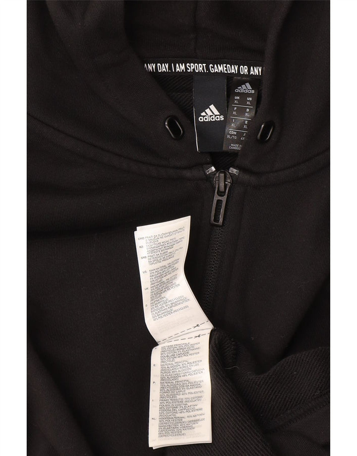Adidas Mens Zip Hoodie Sweater XL Black Cotton