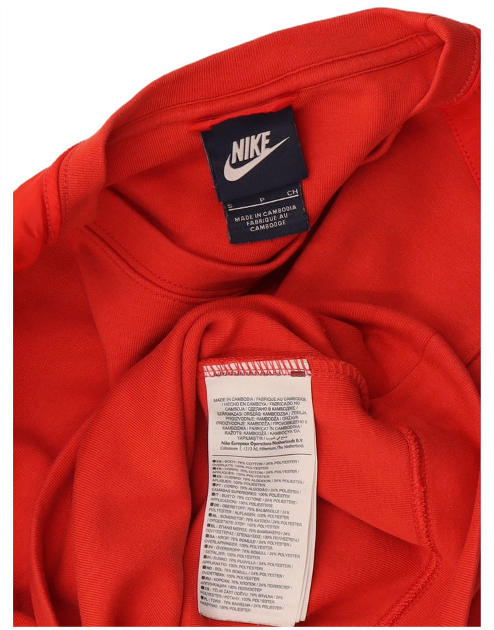 Nike Womens Crop Sweatshirt Jumper UK 10 Small Red Cotton