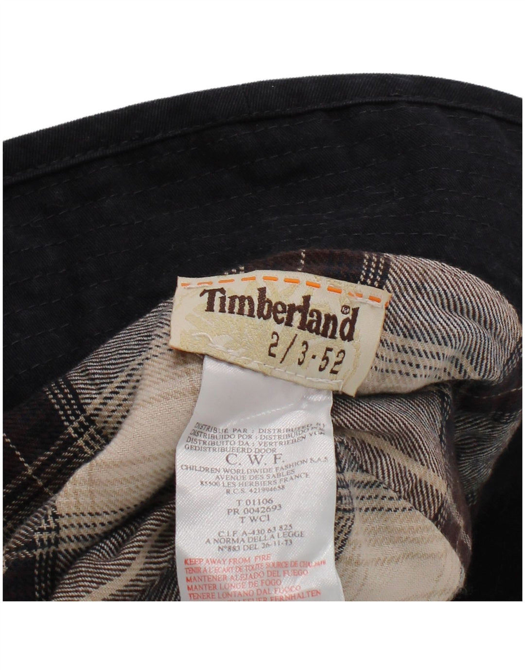 TIMBERLAND Boys Graphic Corduroy Bucket Hat 2-3 Years Black Cotton Classic