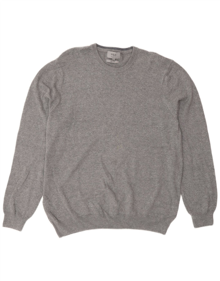 Marks & Spencer Mens Crew Neck Jumper Sweater XL Grey