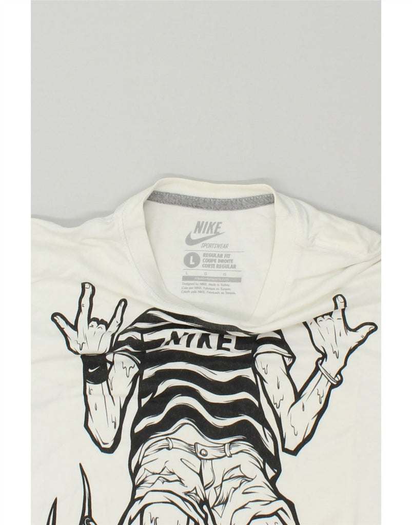 NIKE Mens Regular Fit Graphic T-Shirt Top Large White Cotton | Vintage Nike | Thrift | Second-Hand Nike | Used Clothing | Messina Hembry 