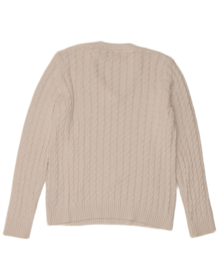 Kappa Womens V-Neck Jumper Sweater UK 10 Small White Cotton