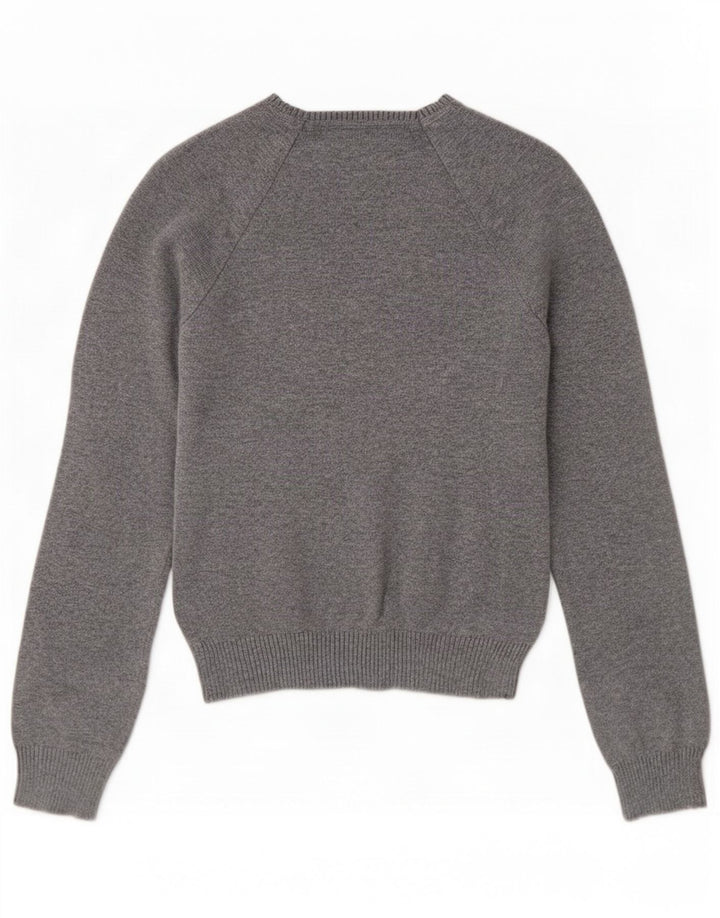 Zara Womens V-Neck Jumper Sweater Small Grey Cotton