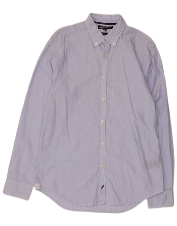 Tommy Hilfiger Mens New York Fit Shirt Medium Blue Pinstripe Cotton