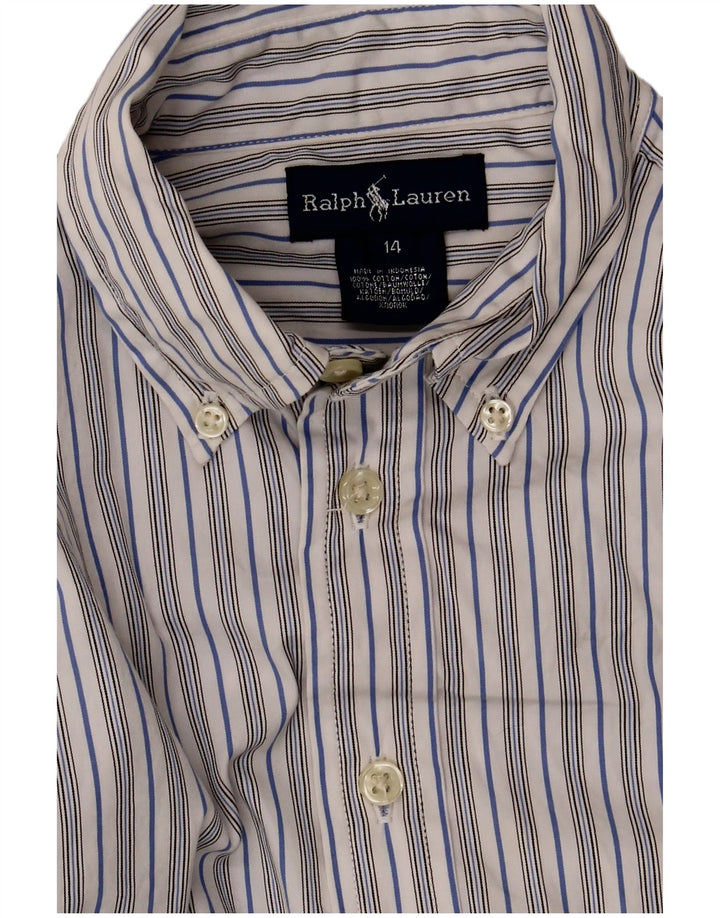Ralph Lauren Mens Shirt Size 14 Small White Striped Cotton