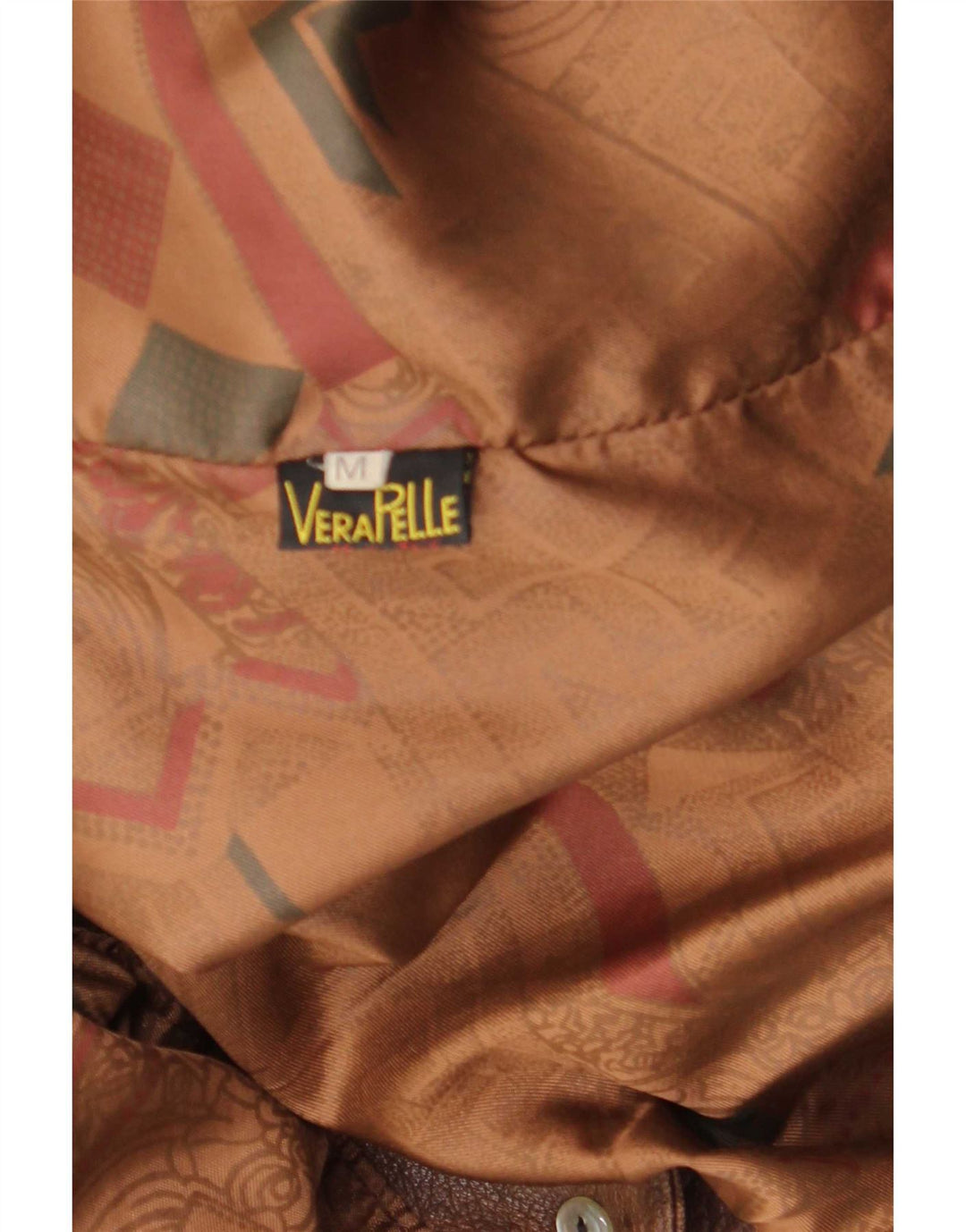 Vintage Womens Oversized Leather Jacket UK 14 Medium Brown Tie Dye