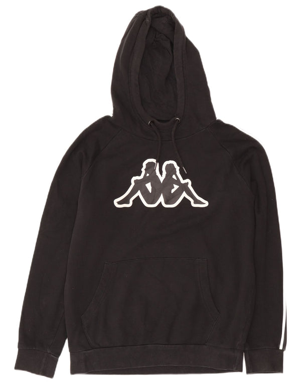 Kappa Mens Graphic Hoodie Jumper Medium Black Cotton
