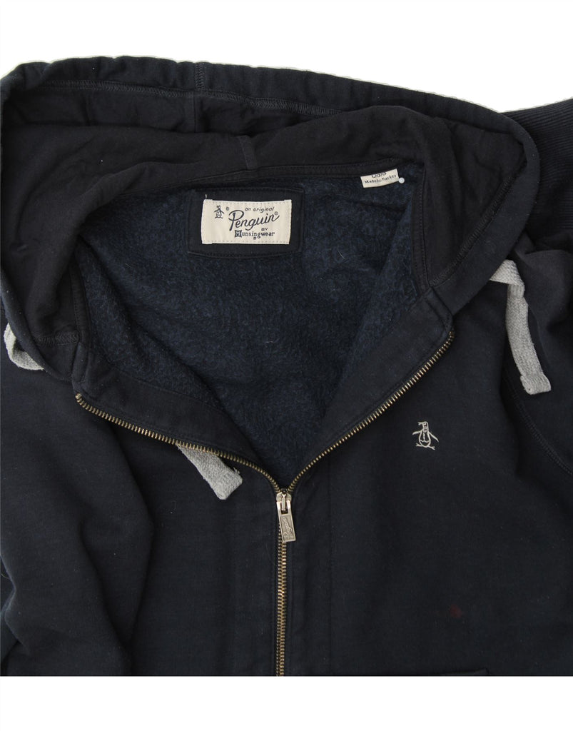 PENGUIN Mens Zip Hoodie Sweater Large Navy Blue Cotton Vintage Penguin and Second-Hand Penguin from Messina Hembry 