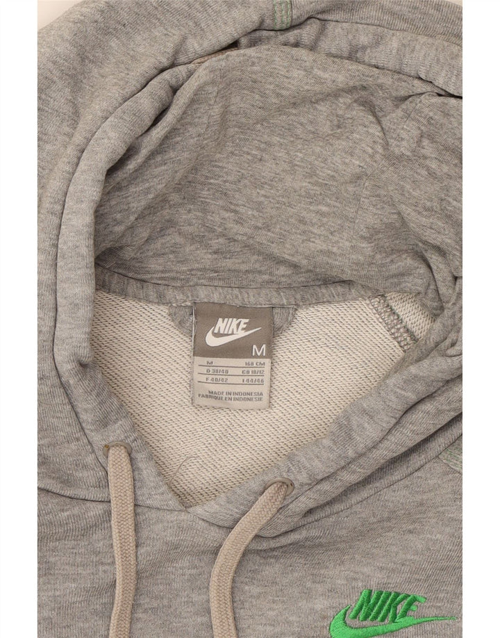NIKE Womens Abstract Pattern Hoodie Jumper UK 10/12 Medium Grey Cotton Vintage Nike and Second-Hand Nike from Messina Hembry 