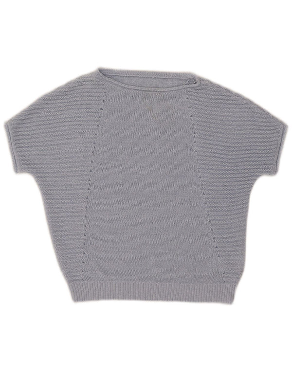 Phase Eight Womens Short Sleeve Boat Neck Jumper Sweater UK 14 Medium Blue
