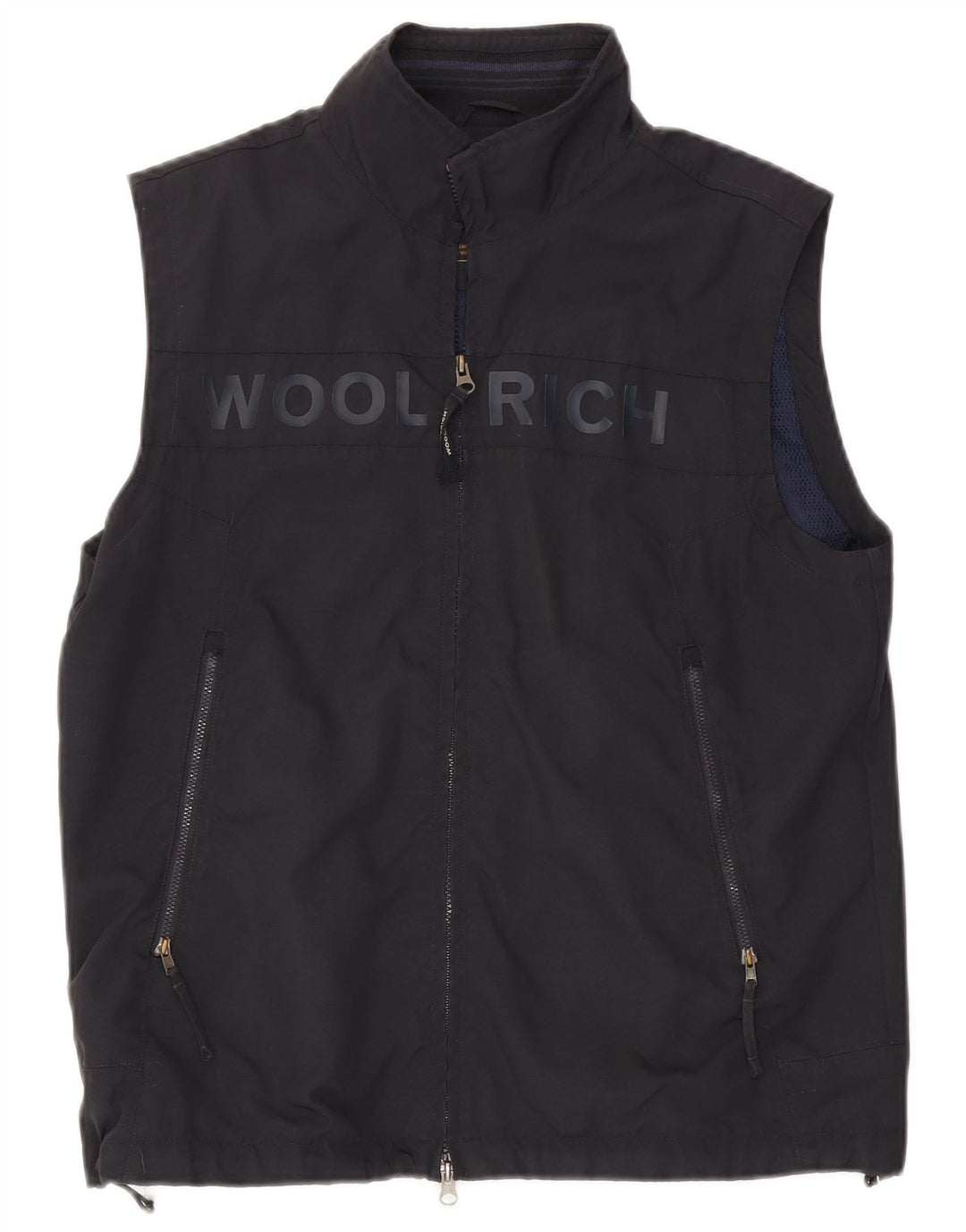 Woolrich Mens Graphic Sleeveless Tracksuit Top Jacket Large Navy Blue