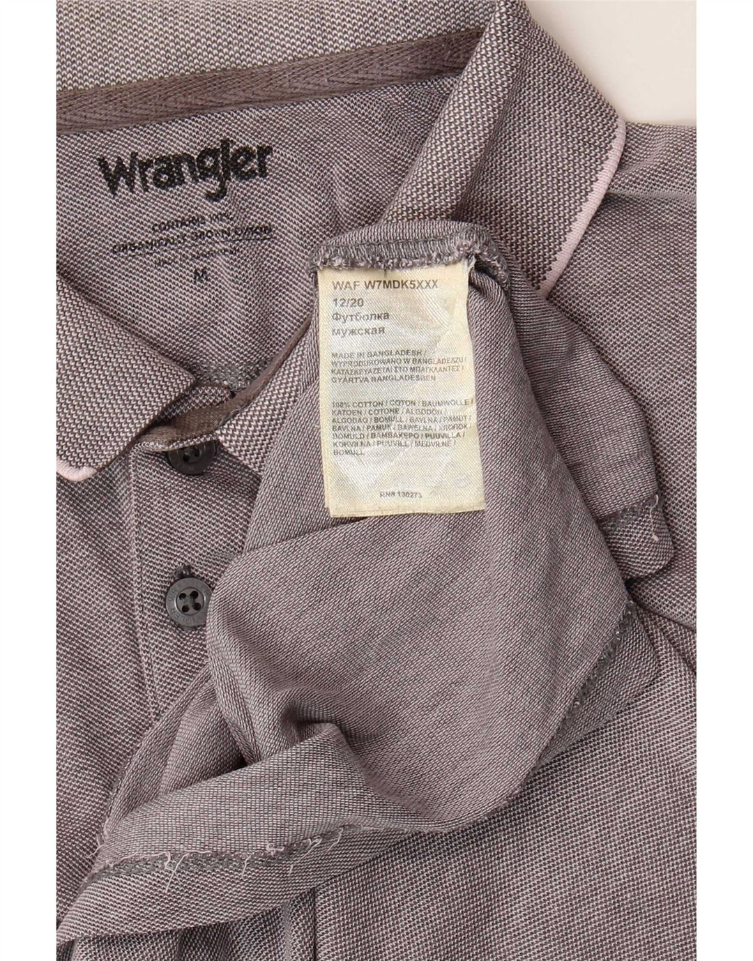Wrangler Mens Polo Shirt Medium Grey Cotton
