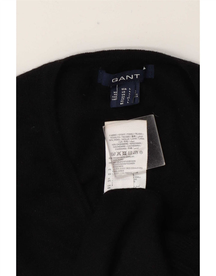 Gant Womens V-Neck Jumper Sweater UK 14 Large Black Wool