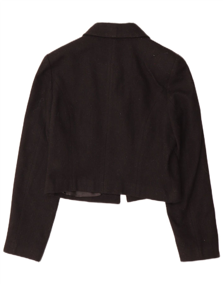 Vintage Womens Crop Blazer Jacket IT 42 Medium Black Wool