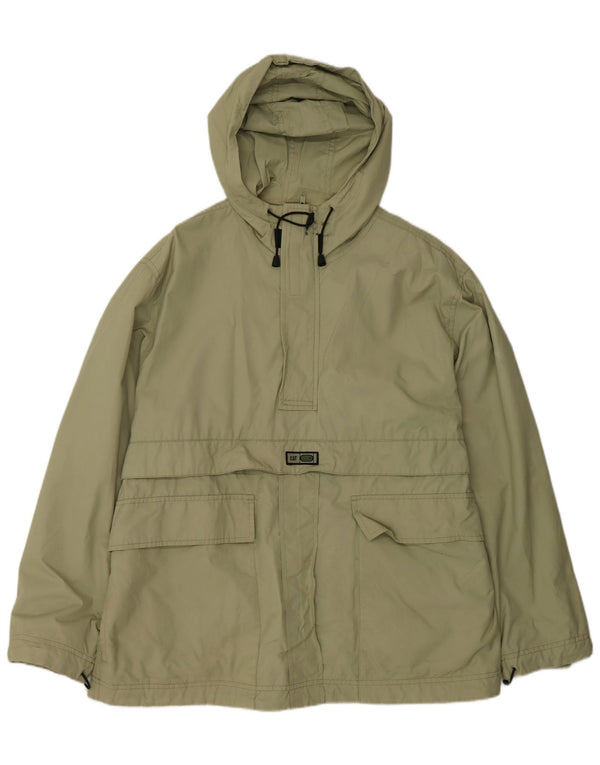 CAT Mens Hooded Anorak Jacket UK 40 Large Khaki Cotton