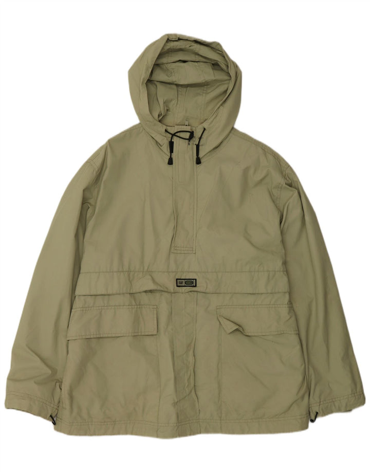 CAT Mens Hooded Anorak Jacket UK 40 Large Khaki Cotton