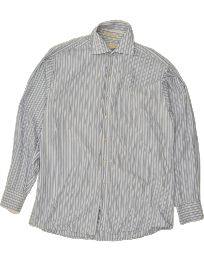 MICHAEL KORS Mens Shirt Size 16 Large Grey Striped Cotton | Vintage Michael Kors | Thrift | Second-Hand Michael Kors | Used Clothing | Messina Hembry 