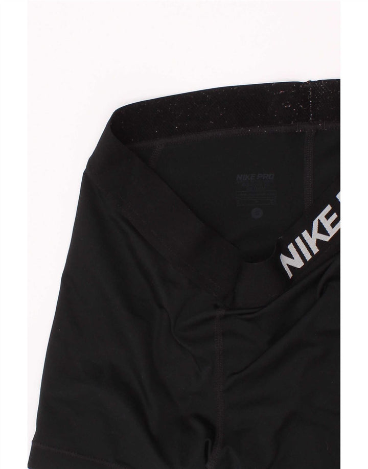Nike Womens Dri Fit Graphic Sport Shorts UK 8 Small Black Polyester