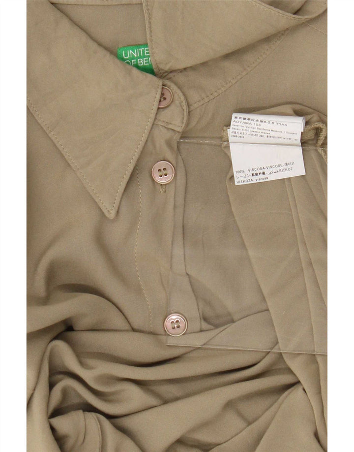 Benetton Womens Shirt Blouse UK 14 Medium Green Viscose