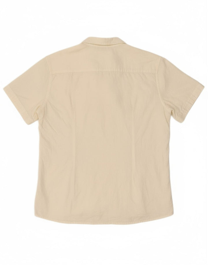 LEE Mens Short Sleeve Shirt Medium Off White Linen