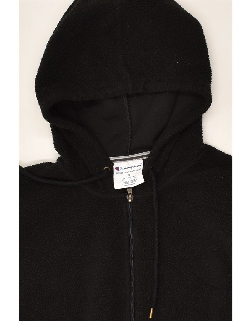 CHAMPION Mens Hooded Fleece Jumper XL Black Polyester | Vintage Champion | Thrift | Second-Hand Champion | Used Clothing | Messina Hembry 