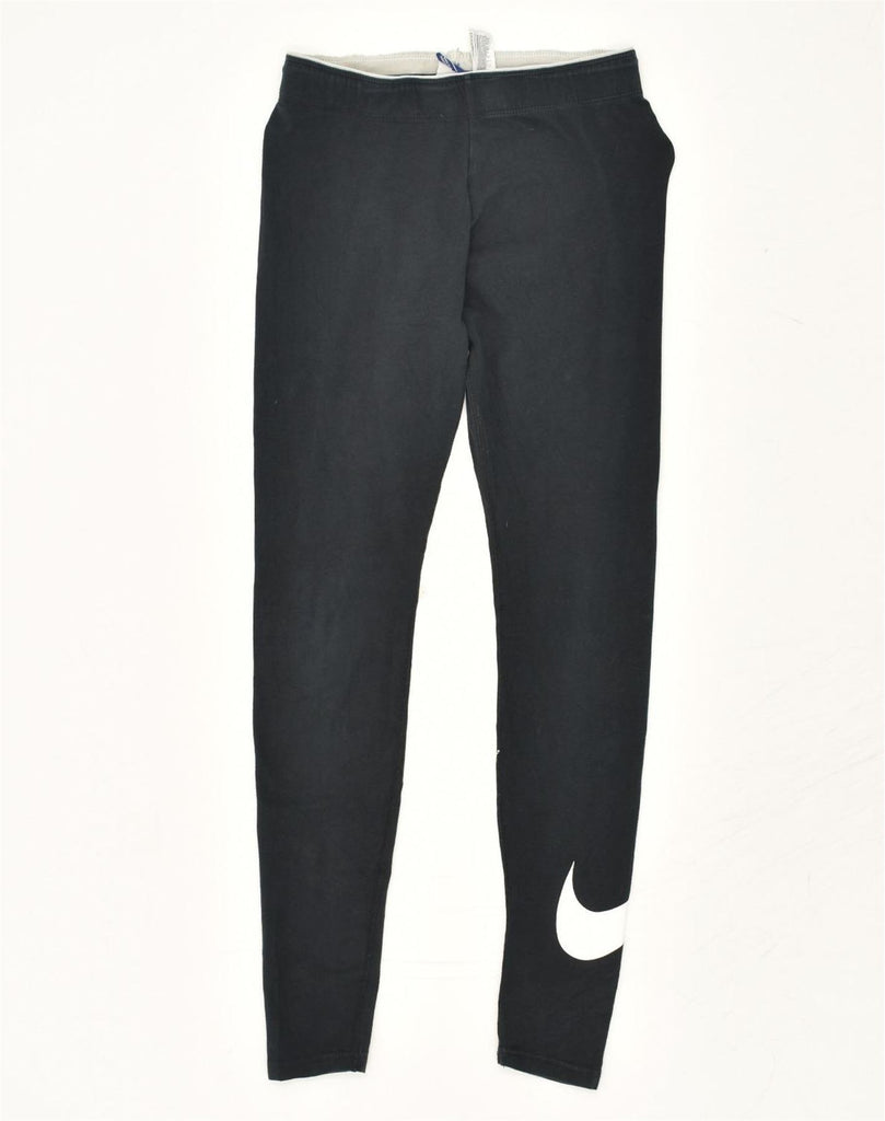 NIKE Womens Leggings UK 8 Small Black Cotton | Vintage Nike | Thrift | Second-Hand Nike | Used Clothing | Messina Hembry 