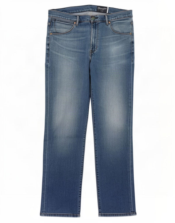 Wrangler Mens Straight Jeans W36 L30 Blue Cotton