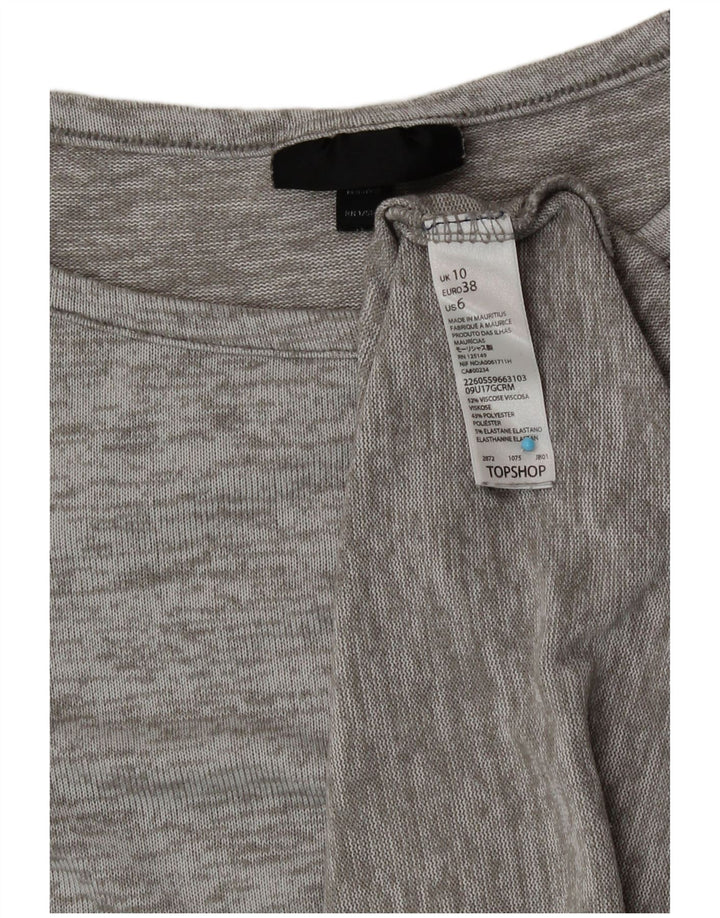 Topshop Womens Top Long Sleeve UK 10 Small  Grey Flecked Viscose