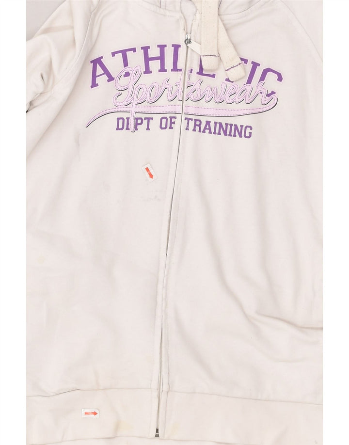 KAPPA Womens Graphic Zip Hoodie Sweater UK 10 Small White Cotton | Vintage Kappa | Thrift | Second-Hand Kappa | Used Clothing | Messina Hembry 